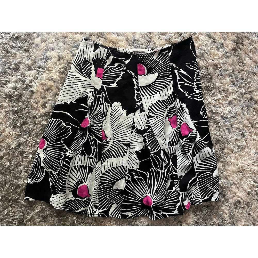 alice temperley Floral Skirt Sz 7 Black White Pink Lined